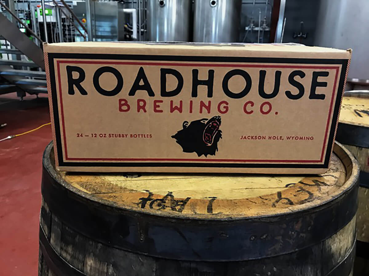 Barrel with Roadhouse Brewery Logo